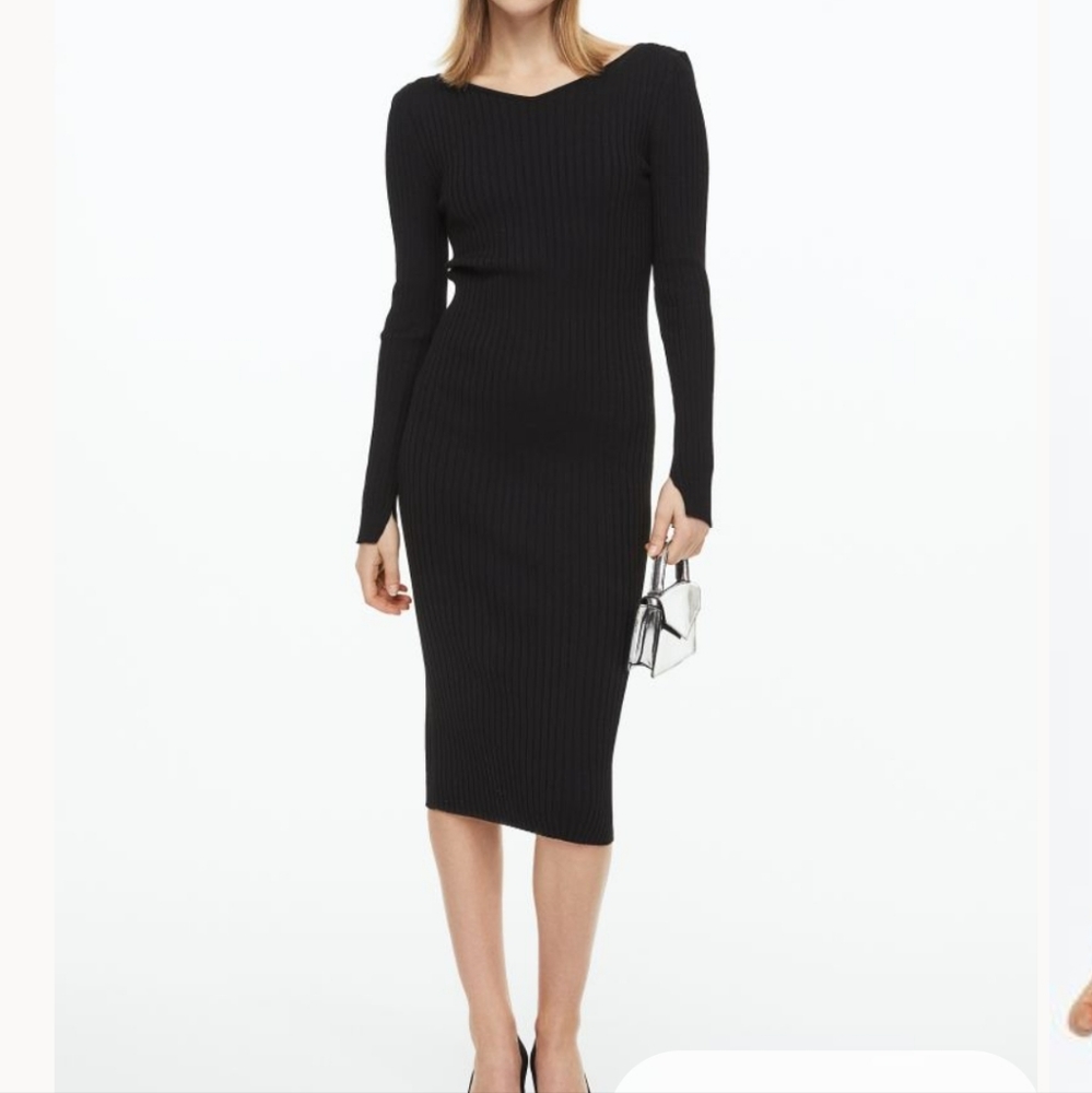 H&M Black rib knit bodycon dress sz M